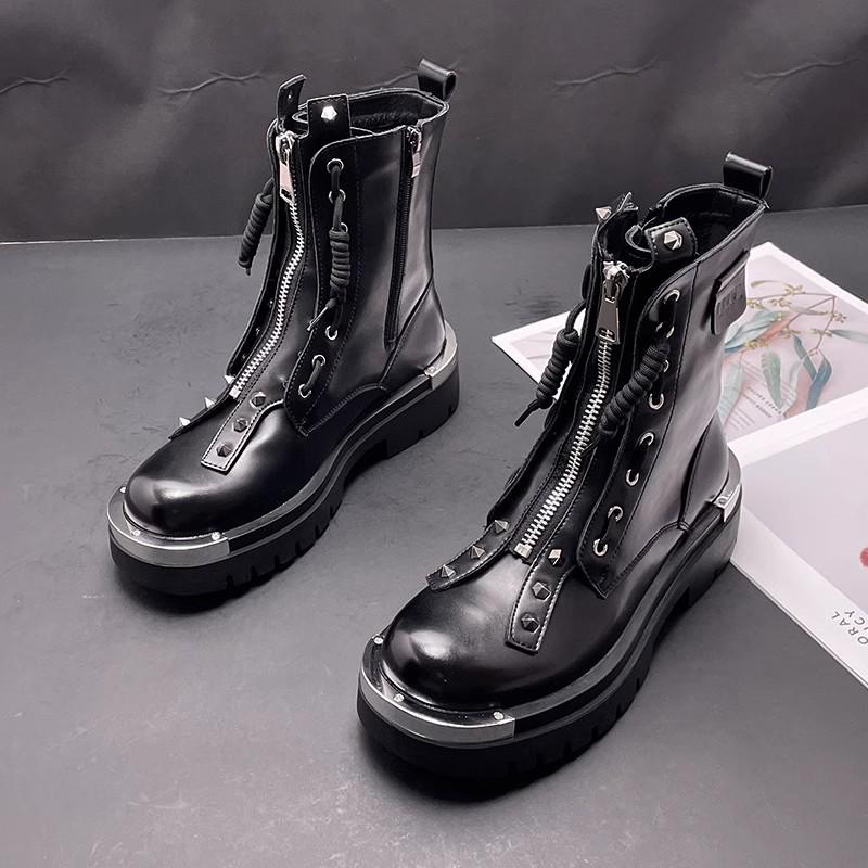 Fashion High quality Leather men platform shoes flats loafers fashion punk Sneakers Casual shoes high tops  Zapatos Hombre  A7