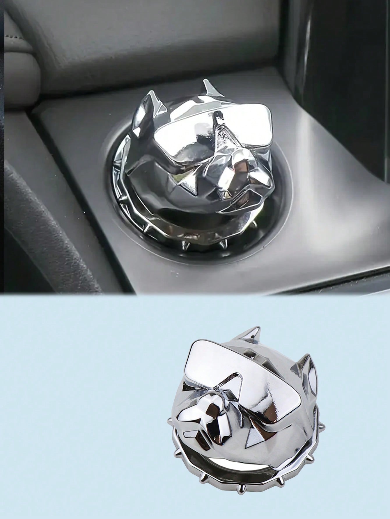 

Bulldog-Shaped Ignition Switch Cover: A Personalized In-Car Item with Both Aesthetics and Safety Protection серебряный