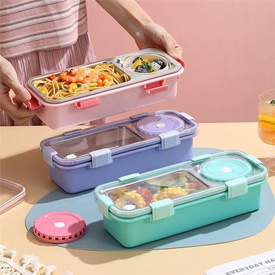 3 Compartment Lunch Box, Stainless Steel Bento Box, Portable Food Storage Container For Children, Leakproof Snack Boxabkw