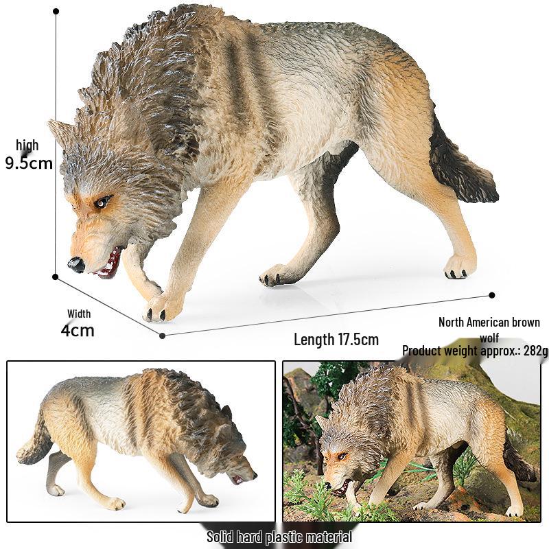 Large Wild Forest Wolf Model Toy for Children s Cognitive Development - Brown and White Wolves Ornament