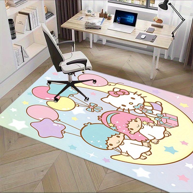 Office Rug Hello Kitty, Little Twin Stars Anti-Slip Rug, Machine Washable for Living Room, Bedroom, Office, Multiple Sizes, Bedroom Mat, Decorative Ma