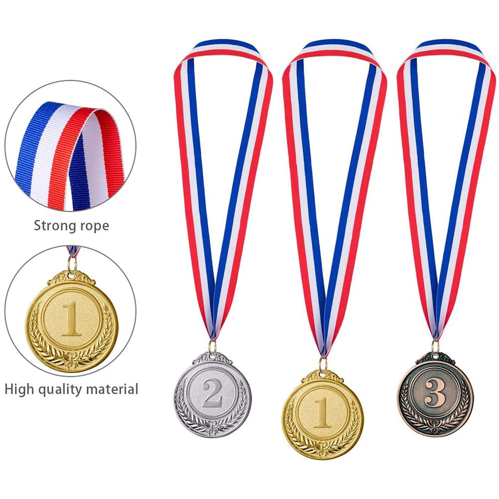 30/10pcs 2inch Gold Silver Bronze Award Medal with Neck Ribbon 1st 2nd 3rd Prize Medal Winner Medal Adults Kids Outdoor Souvenir