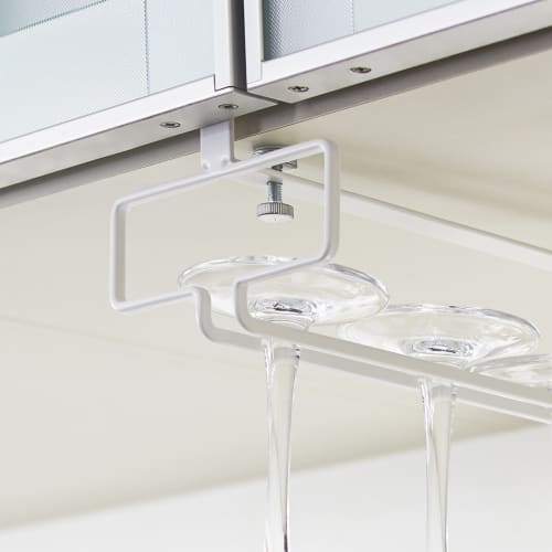 Yamazaki Under-Cabinet Wine Glass Hanger Plate, White, 2905