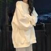 American White Crewneck Velvet Sweatshirt for Women: Autumn/Winter Loose Fit