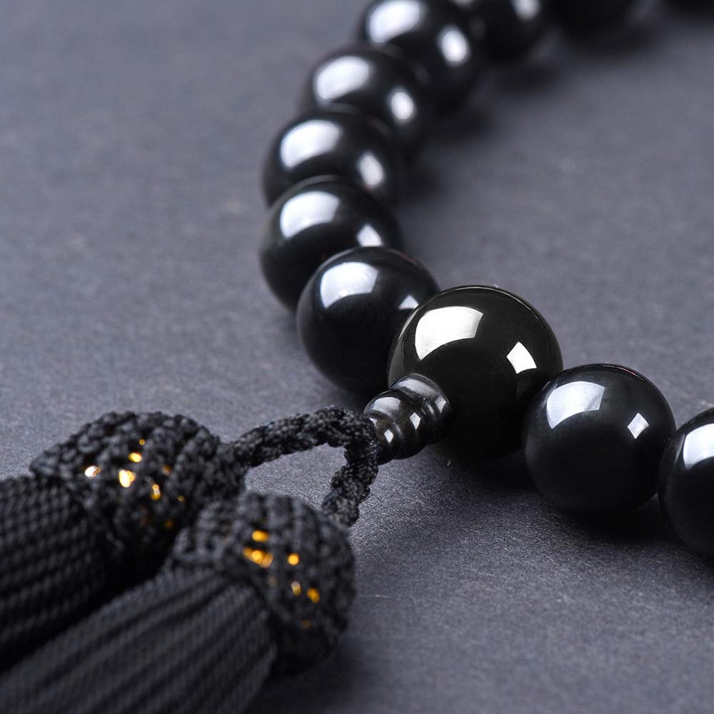 Men's Onyx Prayer Beads with Silk Tassel and Headband, Includes Prayer Bead Bag