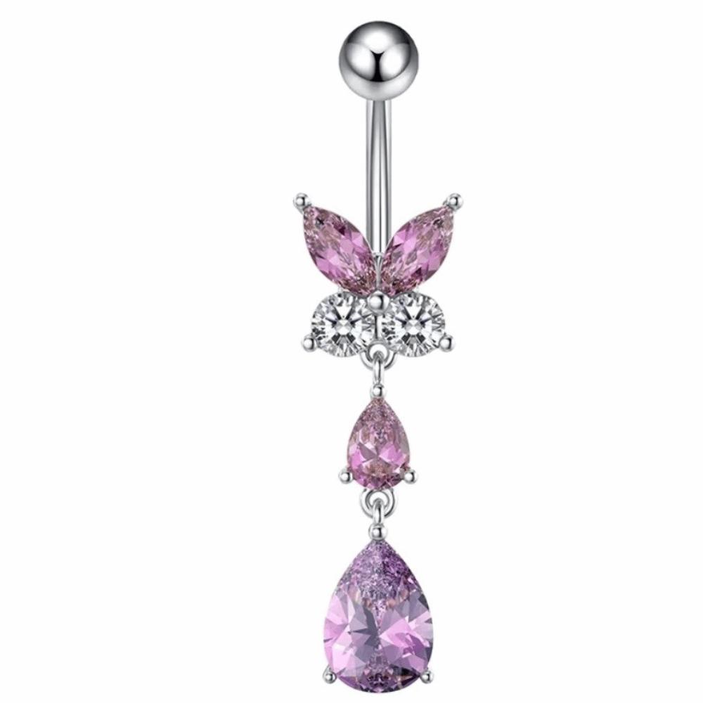 Stainless Steel Drop Navel Piercing Ring Zinc Zinc Alloy Dangled Navel Ring Butterfly Belly Button Ring  Club