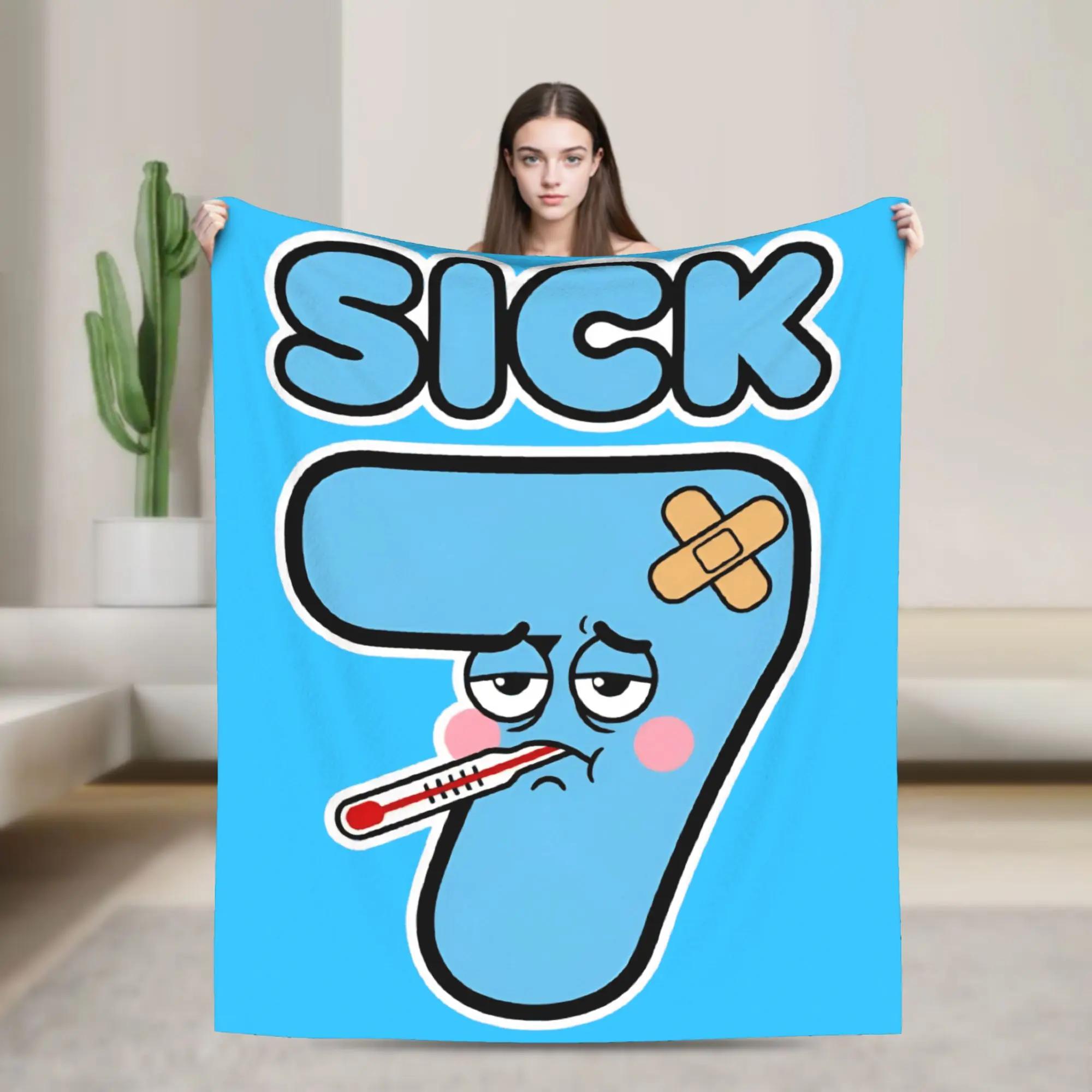 Sick Seven Meme Funny Wordplay Plush Throw Blanket for Chair Bed Novelty Warm Flannel Blanket for Boys 100cmx150cm