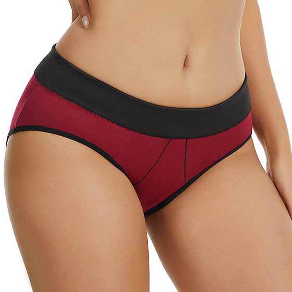 Women Mid Rise Stretch Period Underwear Absorbent Leakproof Briefs Reusable Cotton Blend Protective Panties for Everyday Wear
