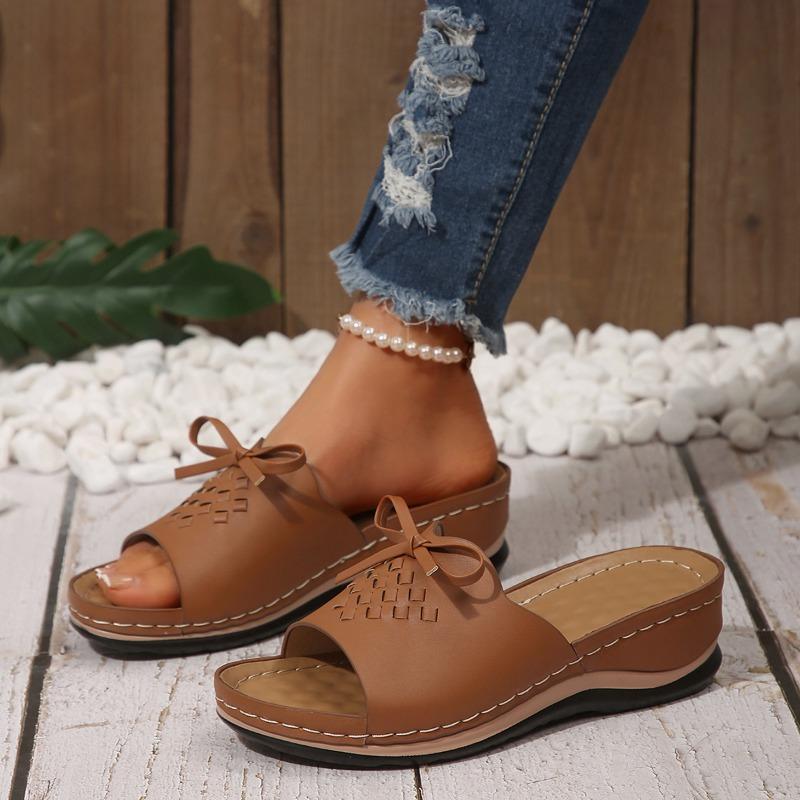 Large Size Slope Heel Open-toed Outer Slippers Spring and Summer New Women's Shoes Sandals Flower Fish Mouth Slippers