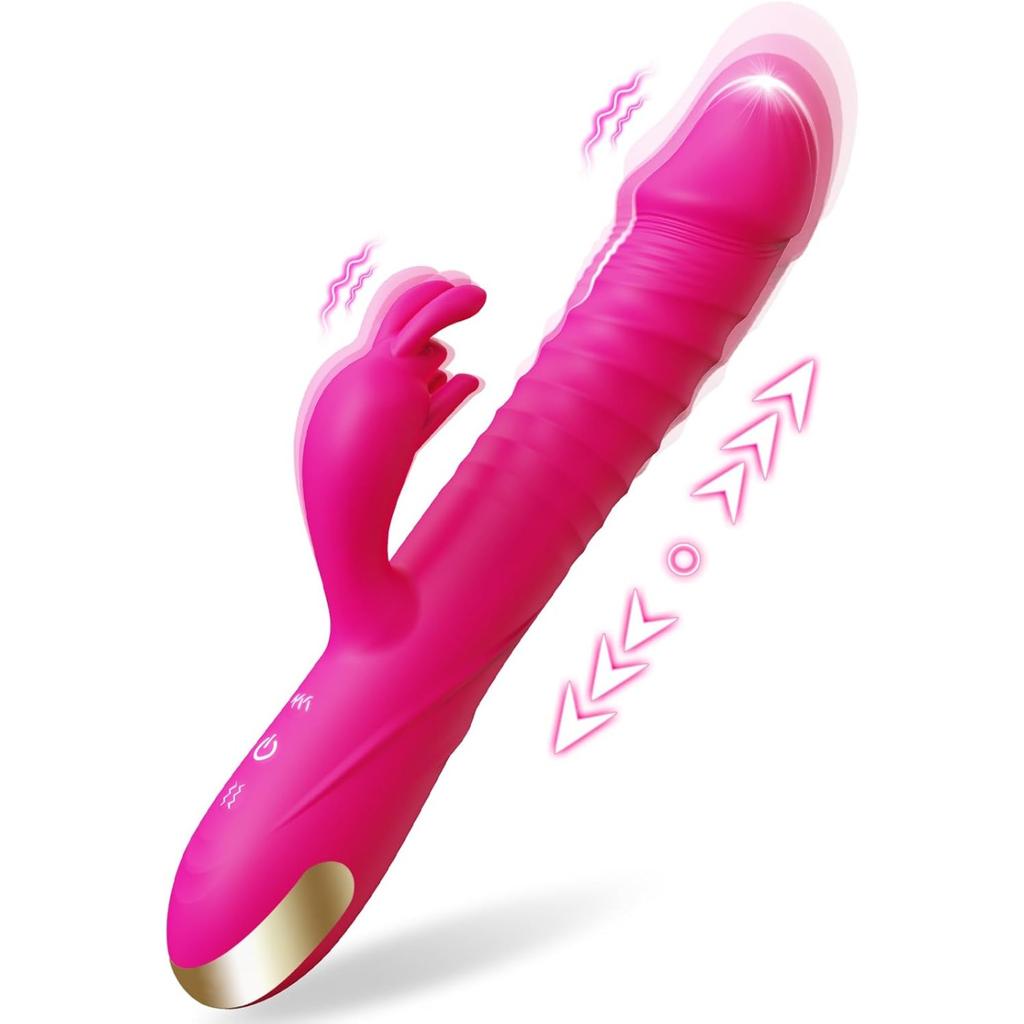 Thrusting Dildo Vibrator Adult Toys for Women-Sex Toy Dildos Rabbit G Spot Vibrator with 3 Fast Thrusting 10 Vibration Modes Sex Toy for Women Couple