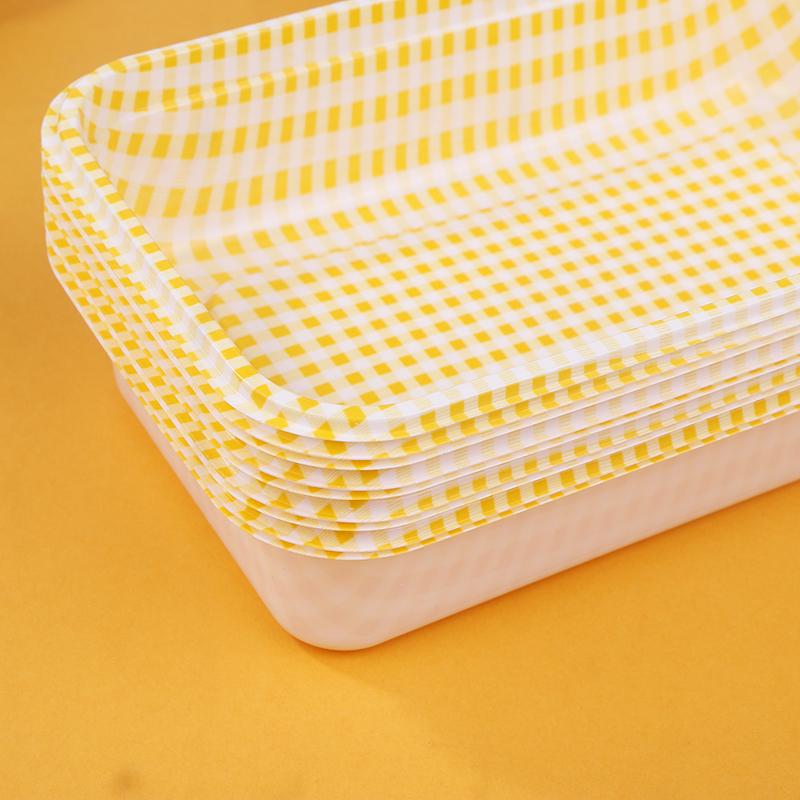 10Pcs Plaid Disposable Rectangular Plastic Packing Box With Lid Cream Cake Sale Package Box Picnic Bento Sushi Bread Containers