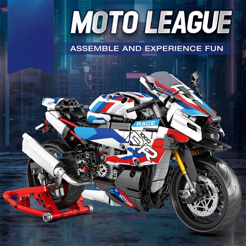 

949PCS Super Motorcycle Building Blocks With Parking Rack Racing Model Bricks Desktop Display Ornaments Children s DIY Toy Gifts