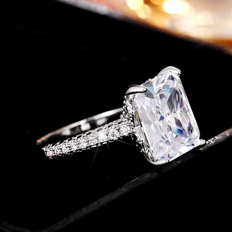 Xiaomi Huitan Bling Square Cubic Zirconia Crystal Wedding Rings for Women Engagement Anniversary Party Luxury Elegant Lady's Jewelry
