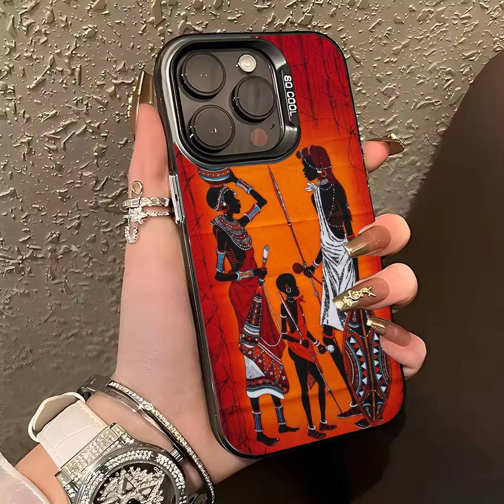 A-African Art  Phone Case For iPhone 17,16,15,14,13,12,11 Plus,Pro Max,XS,Colored silver phone case