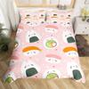 Cartoon Sushi Food Duvet Cover Twin For Kids Teen Microfiber Japanese Cuisine Bedding Set Kawaii Cat Cherry Blossoms Quilt Cover