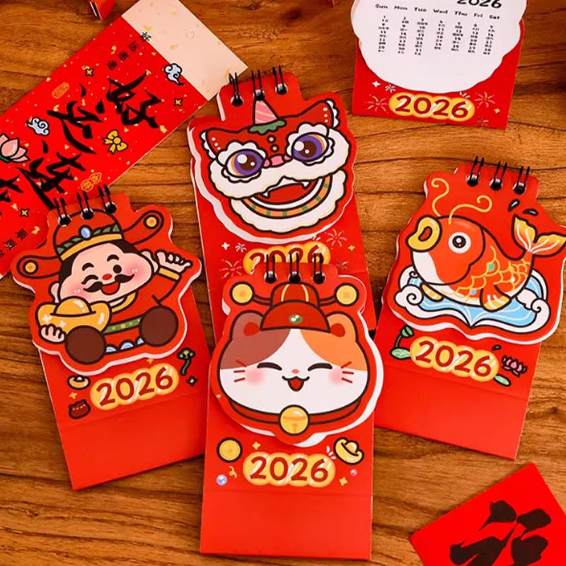 2026 Horse Year Mini Desk Calendar Cartoon Portable Coil Monthly Calendar Planner Office And Home Decor