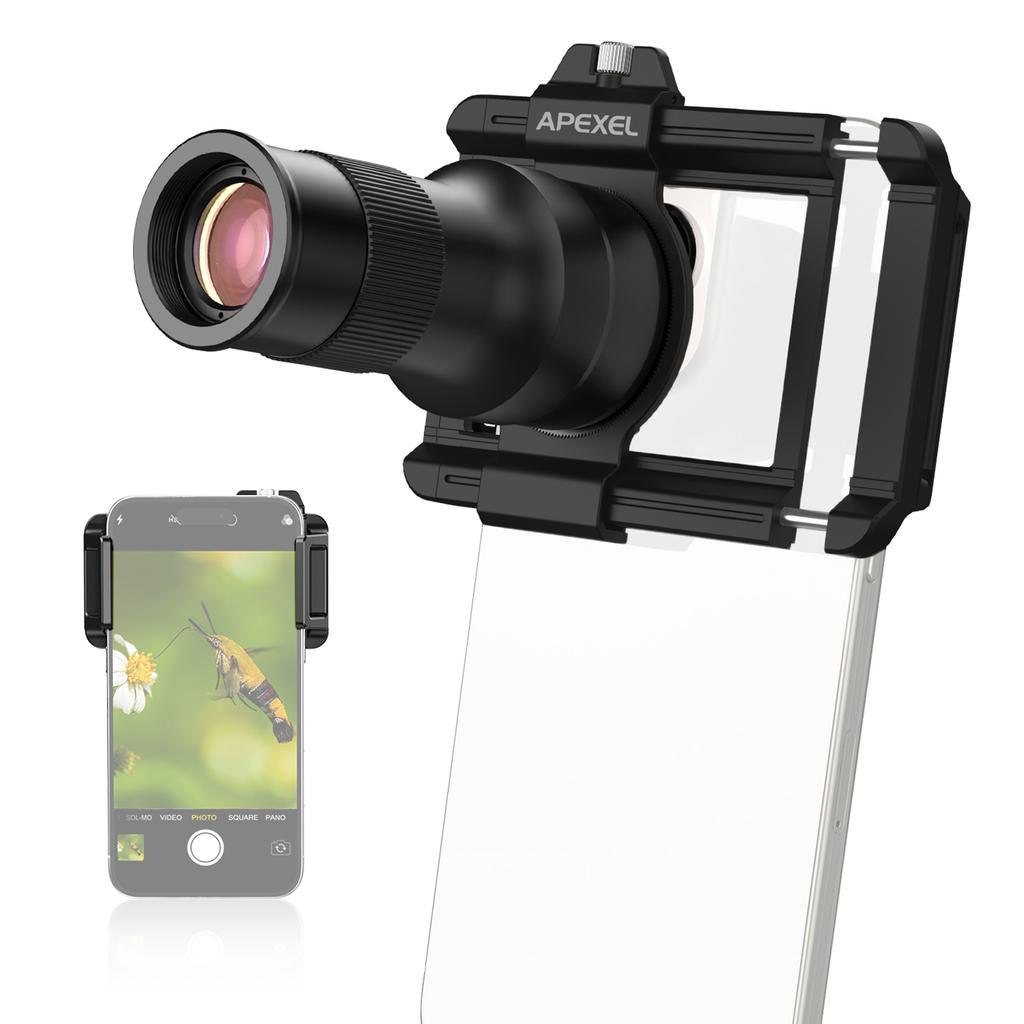 Apexel Sada makro objektivu pro mobilní telefon APL-TM6 6x teleobjektiv + 150mm makro objektiv s