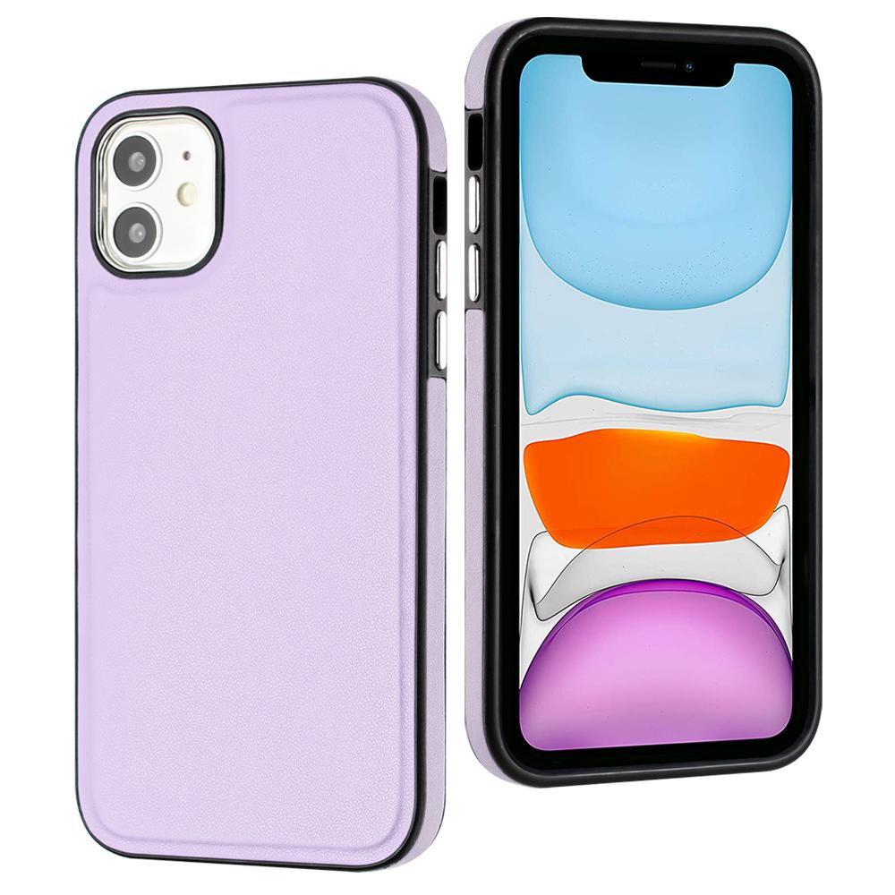 

YB Leather Coating Series-6 For iPhone 11 Back Shell Cell Phone Guard Cover PU Leather+TPU Case Brown