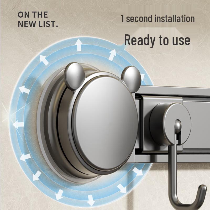 Grey Nizi Kitchen Suction Cup Hook Rack