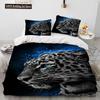 3D Tiger Leopard Wolf Animal Luksusa gultas veļas komplekts, Segas segas gultas komplekts Segas pārvalks spilvendrāna, Karaļa izmēra gultas veļas komplekts
