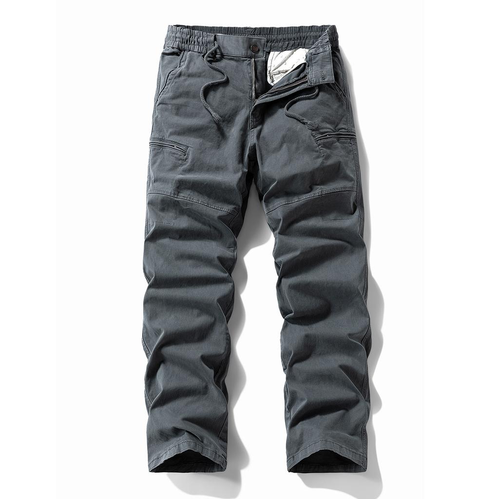 Functional Tactical Autumn and Winter Outdoor Cotton Short Sleeve Wear-resistant Straight Training Pants Multi-bag Solid Color Casual Pants Overalls