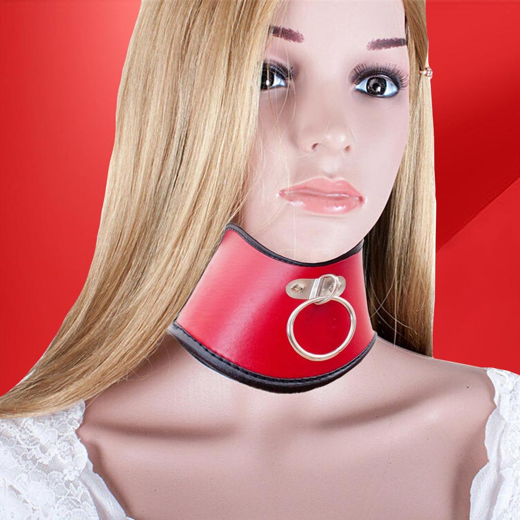 MFMYEE BDSM Bondage Leather Red Roleplay SM Sex Toy Women's Collar, - O-Ring, Collar,