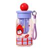 Water Cup with Soft Rubber Lanyard, Portable Leakproof Multi-Sealing Lid Water Bottle with Removable Tea Separator, Large Capacity Kids School Travel