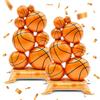 1/2Pcs 3D Standing Basketball Foil Balloon, Durable Leak-Proof Aluminum Basketball Balloon with Stable Base, No Helium Needed Fo