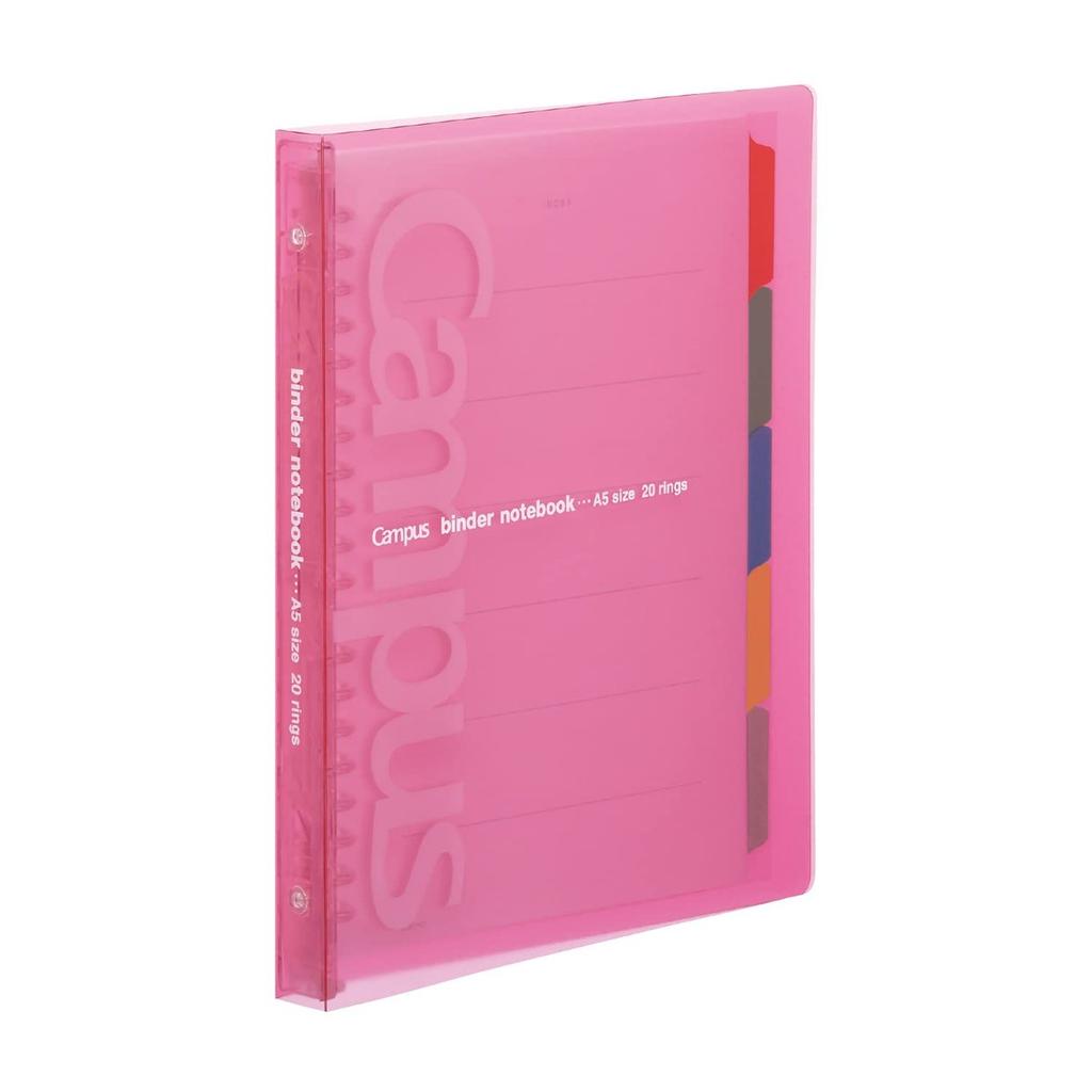 KOKUYO Campus Slim Slide Binder A5 - Pink (20-Hole)