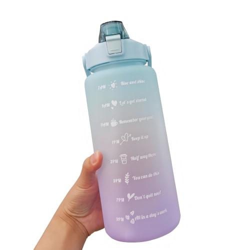 MYEEDA 2-Liter Water Bottle, Made of Food-Contact-Safe Resin, with Marking, BPA-Free, for Direct Drinking, Stylish, Motivational Water Bottle, Large C