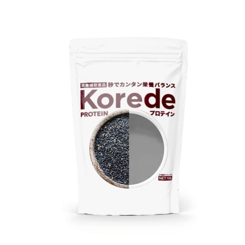 KOREDE Proteinové latté z černého sezamu, Bez příchuti, 100g, 50% bílkovin, Sójový protein, 5 porcí, Specializovaný obchod s proteinovými polévkami (100g, Černý sezam)