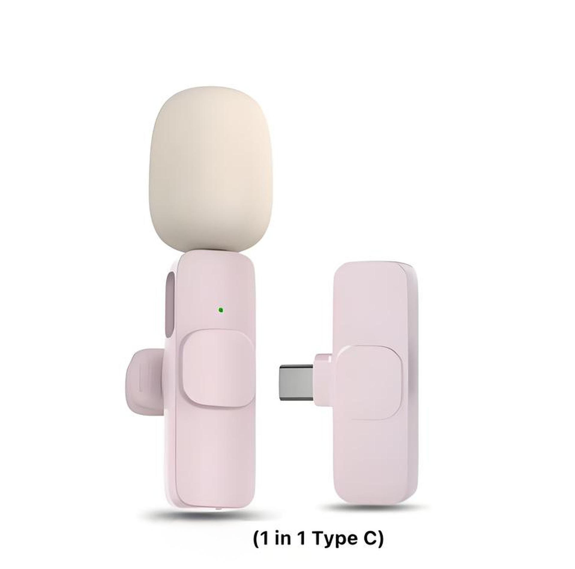 

Беспроводной петличный микрофон 1 аудиоприемник + 2 микрофона Запись аудио-видео игр Микрофон для живого телефона в блоге Type-C Plug-and-Play для IPhone Android For Type C розовый