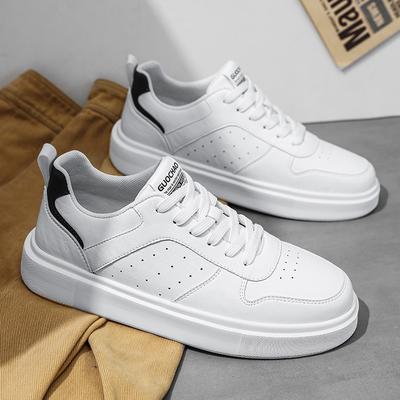 Moda Masculina Clássico Antiderrapante Tênis Moda Biqueira Redonda Cadarço Casual Couro Vulcanizado Sapatos Ao Ar Livre All-match Caminhada Sapatos Baixos