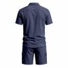 Men's Summer Linen Lapel Casual Shirt & Shorts Set: Breathable Cotton Two-Piece Workwear