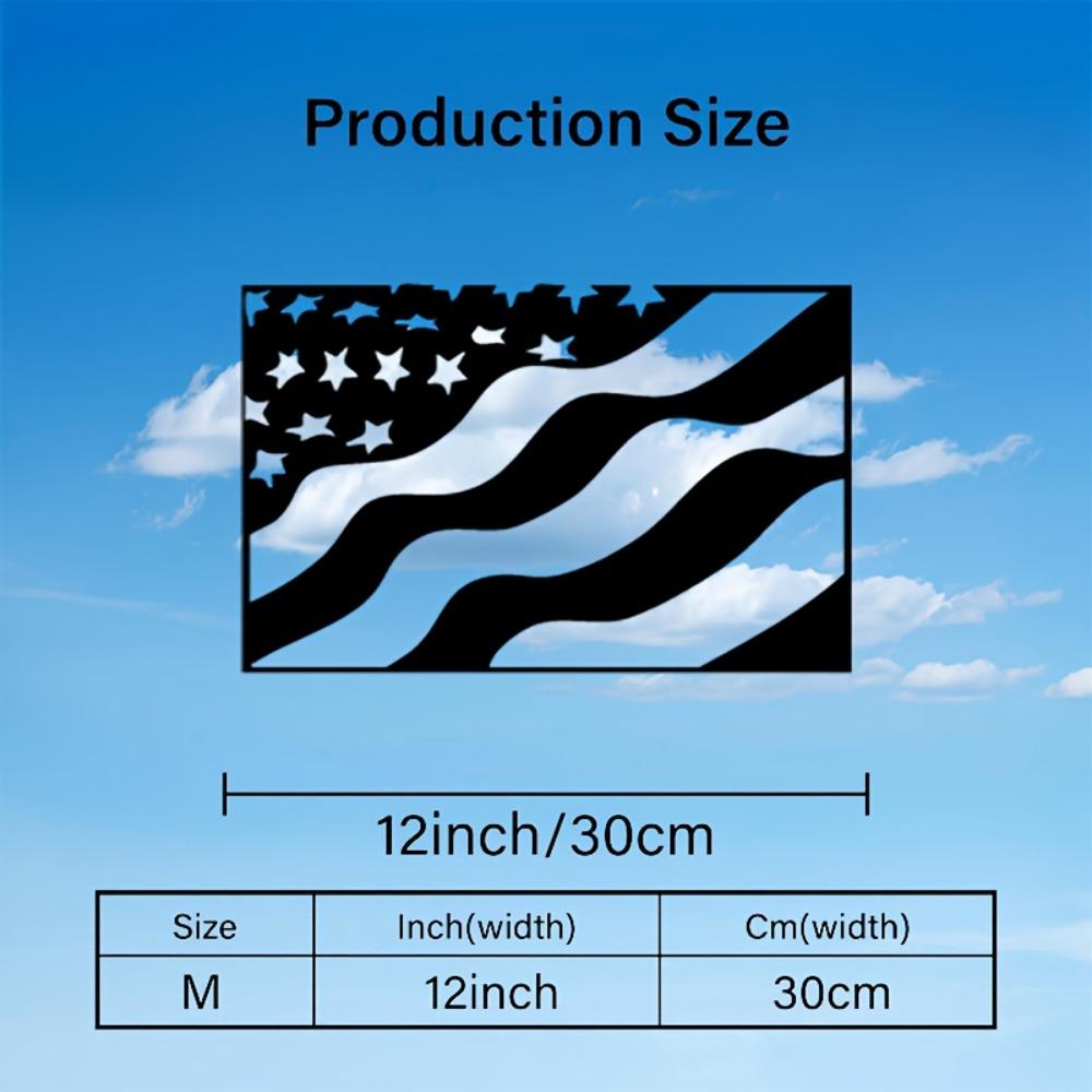 1pc USA Flag Metal Wall Art Black, Flat Silhouette Decorative Sign for Living Room Bedroom Office