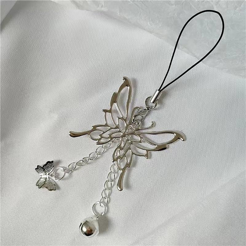 Fashionable Butterfly Bell Pendant Keychain Unique Anime Keychain with Butterfly Bell Charm for Cosplay Enthusiasts