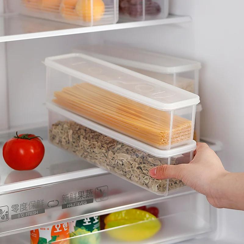 Noodle Spaghetti Container Refrigerator Cereal Preservation Storage Box with Cover Spaghetti Box Kitchen Food Grain Container