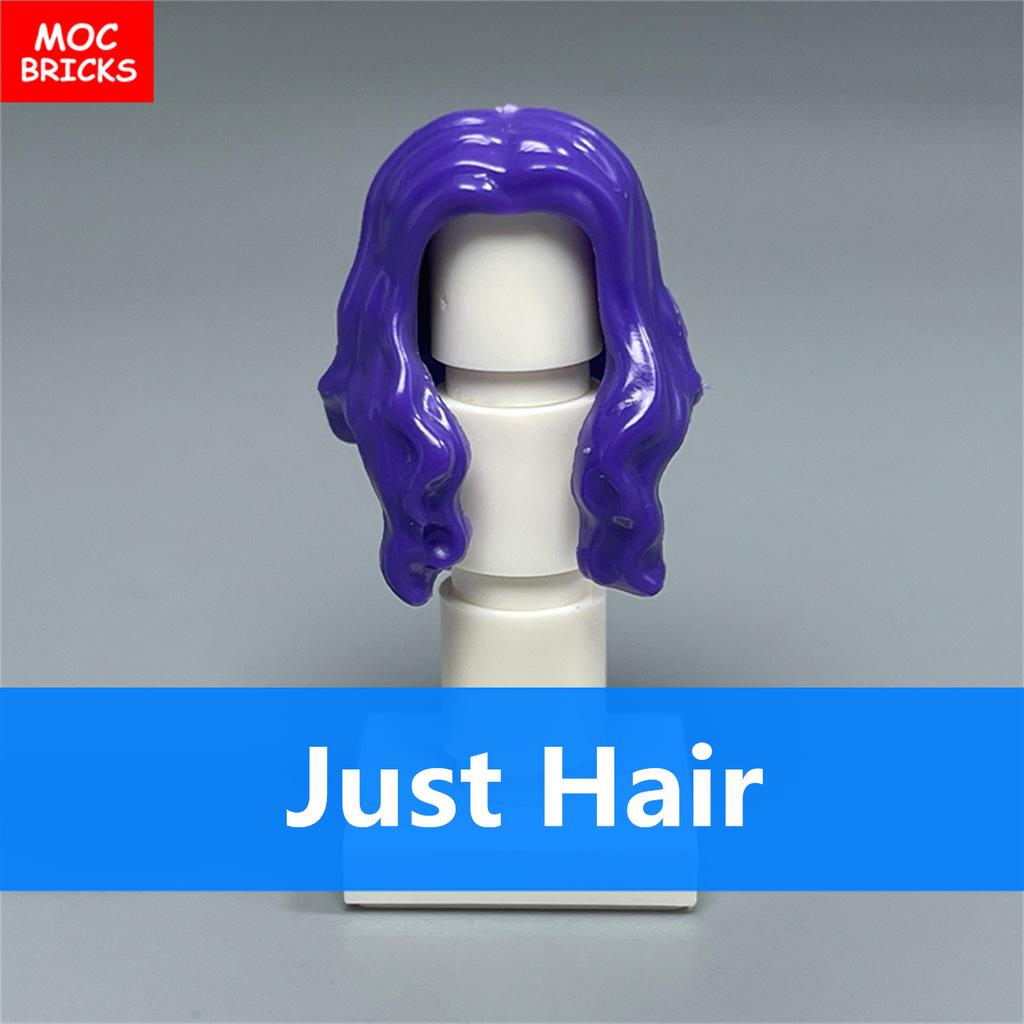 10pcs MOC Bricks Female Hairs Woman Girl Head Body Parts Accessories DIY Building Blocks Toys Kids Chrismas Gifts
