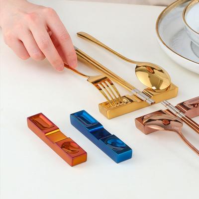Chopstick Rest Nordic Style Polished Stainless Steel Spoon Fork Rest Non-Slip Space-Saving Cutlery Holder for Kitchen Organizer