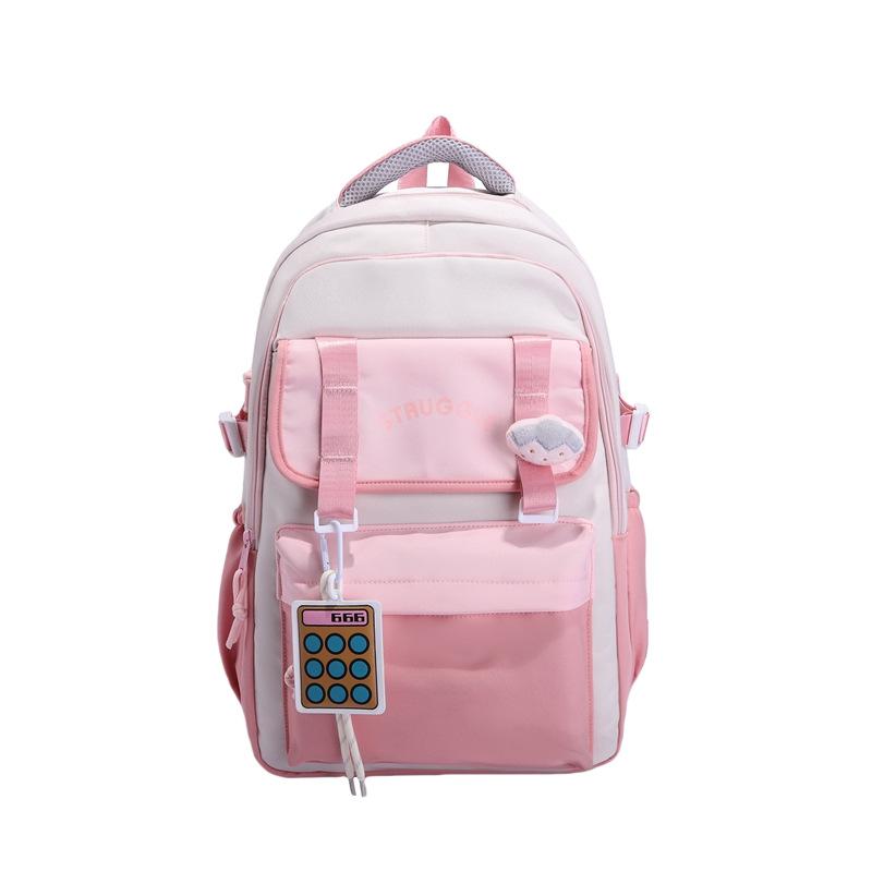 Backpack Women's School Bag Junior High School Student Large Capacity Student Backpack Lightweight Versatile Contrast Color Backpack