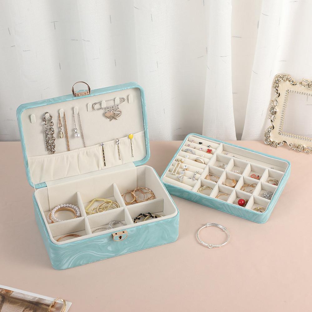 Jewelry Organizer Box With Lock For Necklaces And Rings In Pu Leather For Gift And Travel