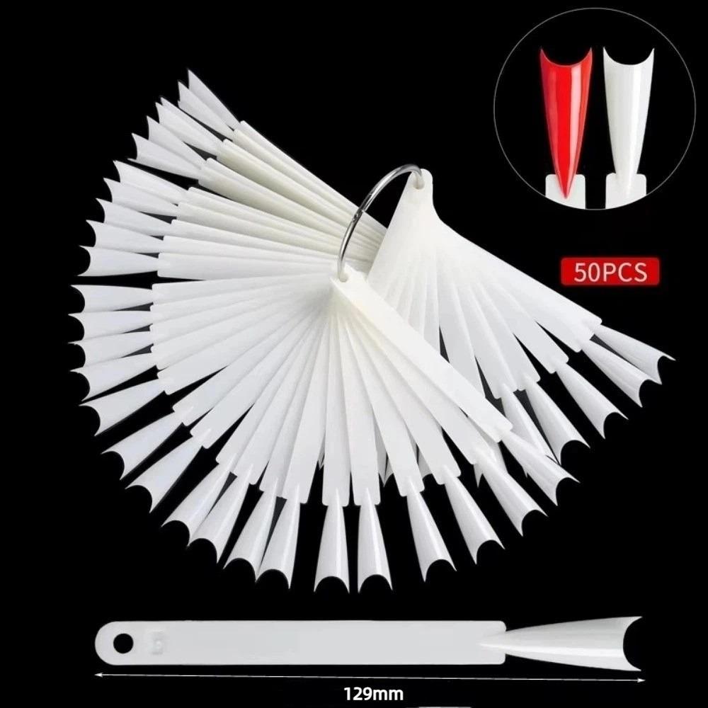 50pcs Fan-Shaped Nail Practice Display Tips Clear Nail Display Sticks Display Board
