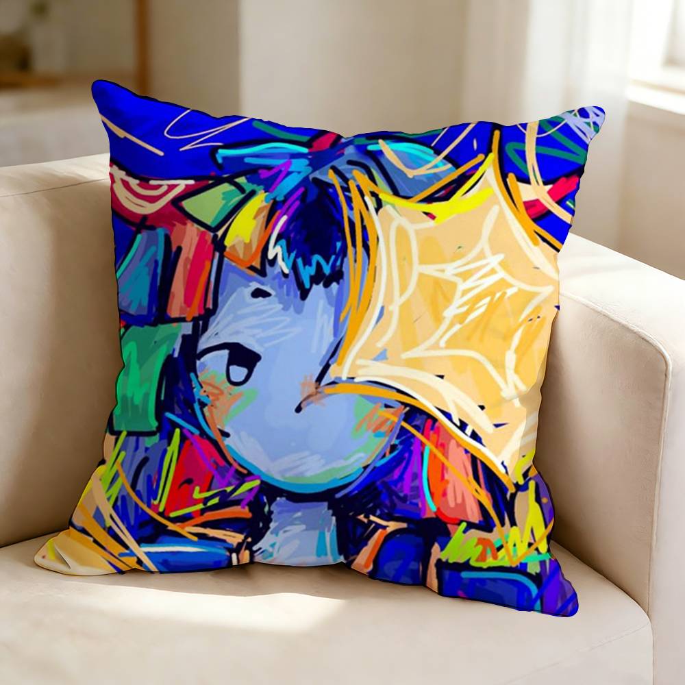KKikuo Mascot HHoshikun  Square DoubleSided Printed Pillow Case Bedroom Bedside Pillow Sofa Cushion Cover