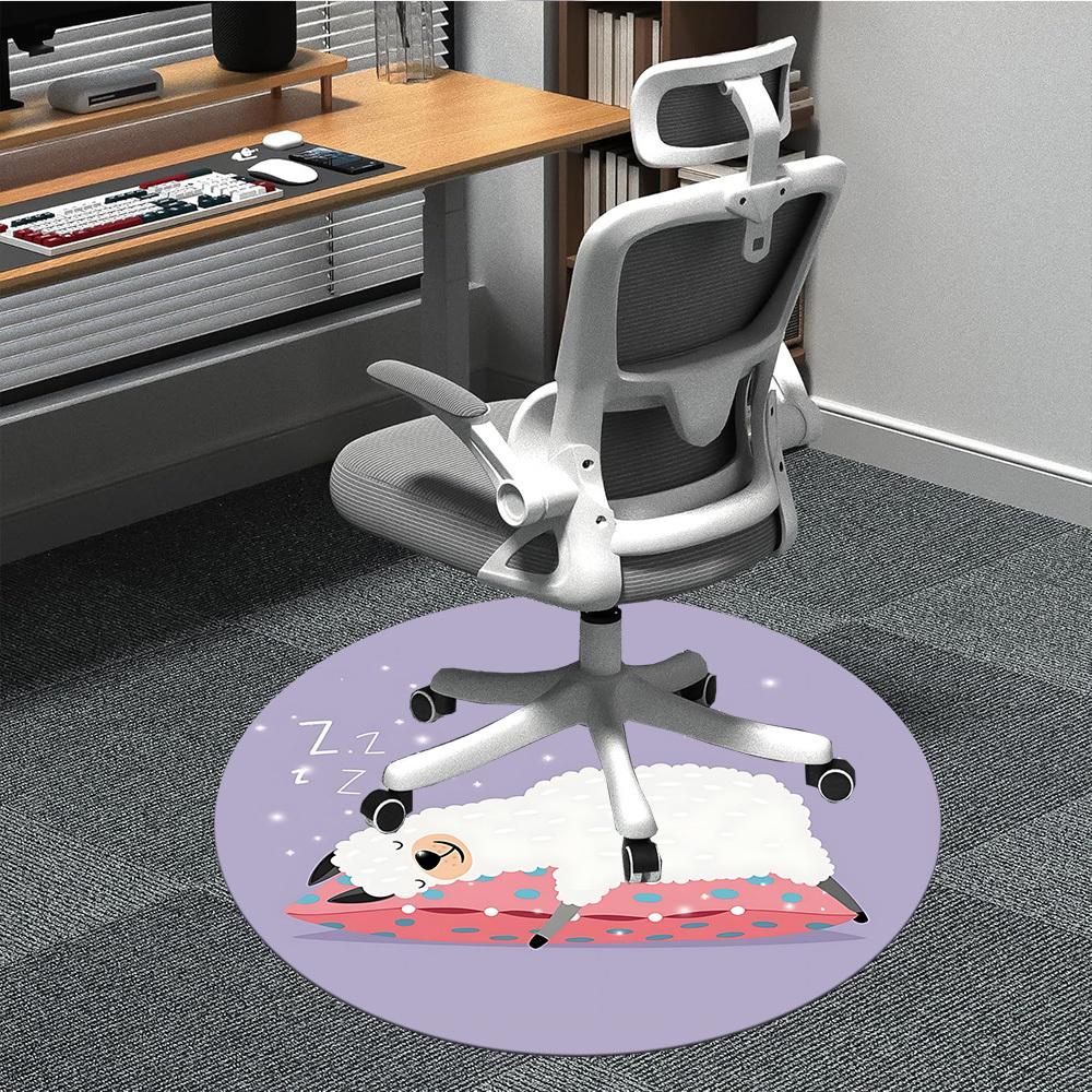 1pc Sleepy Sheep Chair Carpet for Office, Indoor Non Slip Washable Polyester Fiber Carpet,