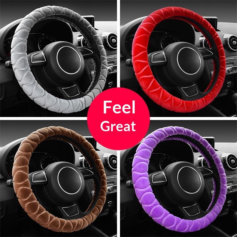 38Cm Soft Winter Warm Plush Car Steering Wheel Cover Universal Steering Wheel Cover For Car Auto Interior Accessories