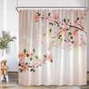 Pink Rose Floral Shower Curtains Rustic Flowers Green Leaves Modern Fabric Home Bathroom Decorative Bath Curtain Set With Hooks