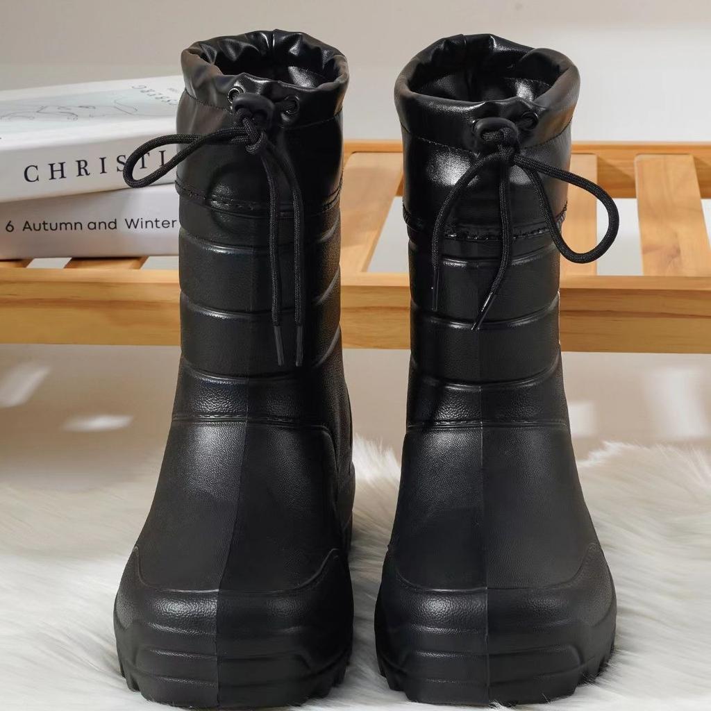 Winter Velvet Warm Lightweight Snow Boots Waterproof EVA Integrated Cotton Rain Boots Medium Tube Shoes