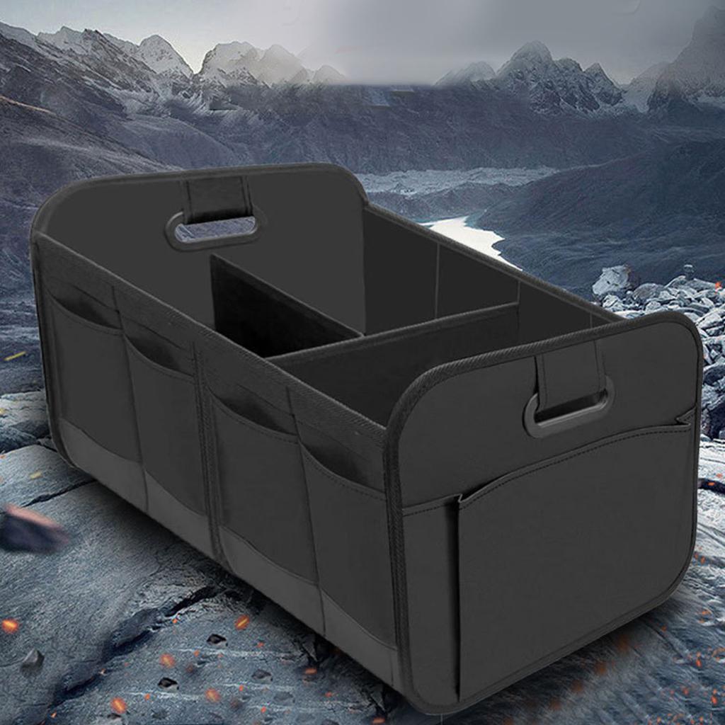 Car Trunk Organizer Oxford Cloth Foldable Organizer for Car Automotive Storage Box with Reinforced Handles Black