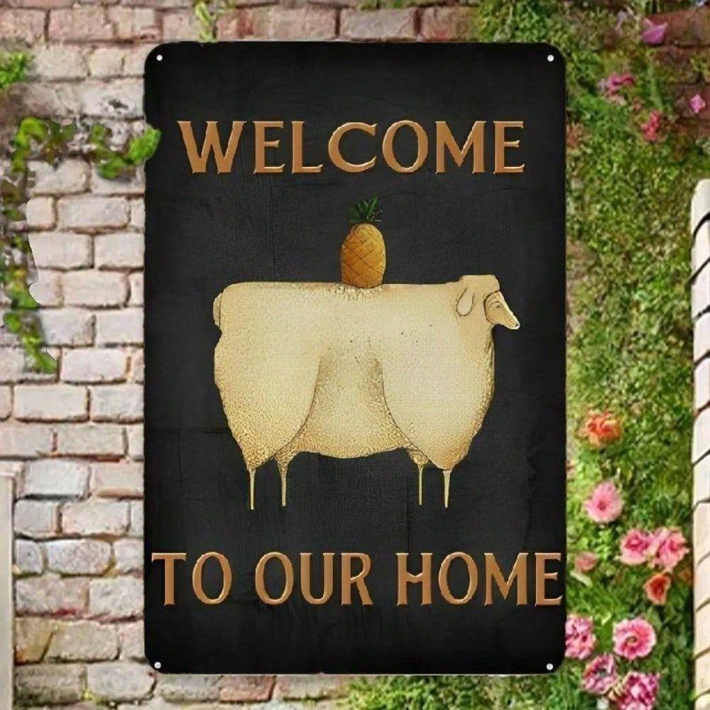 

Metal Wall Art Pineapple Sheep Vintage Tin Sign 12x8 Inch Farmhouse Decor