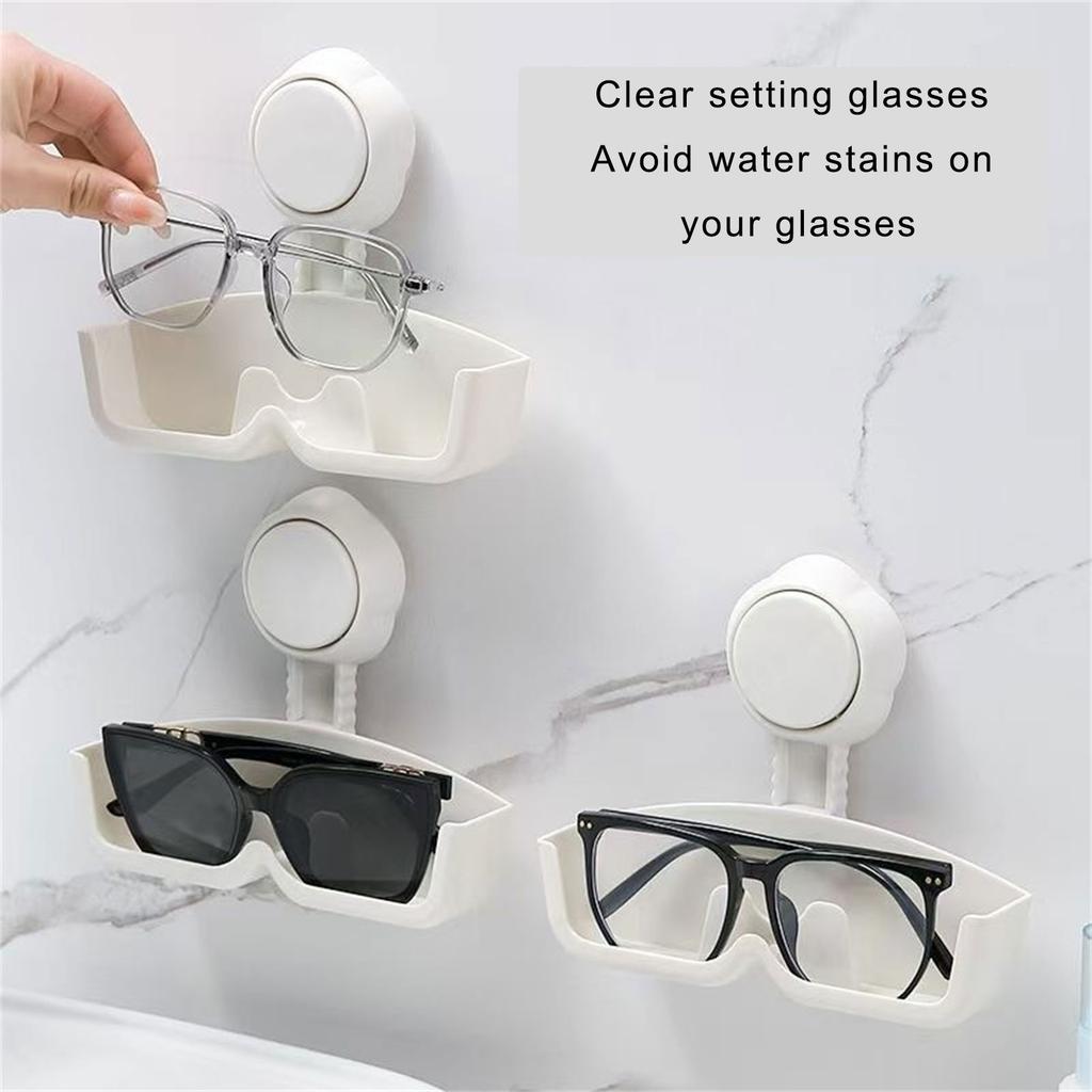 Suction Cup Eyeglass Holder Sturdy Plastic Designs for Smooth Surfaces Like Bathroom Wall and Office Glass Daily Use